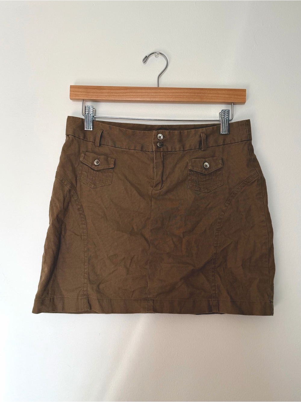 Banana Republic Low rise Linen-Cotton Blend Light Brown Mini Skirt
